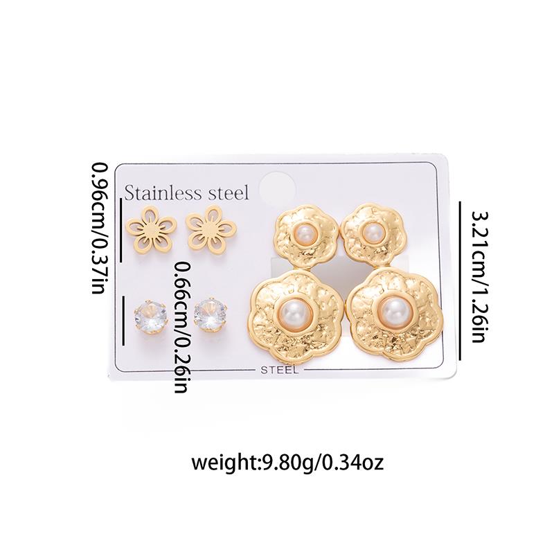 Stainless Steel Leaf Flower Zircon Heart Satr Earrings For Women Bohemia Vintage French Jewelry Gifts Wholesale