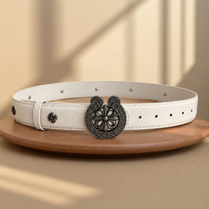 Unisex Punk Leather Belt With Horseshoe Buckle Cross Rivets Jeans Streetwear Y2K Fashion