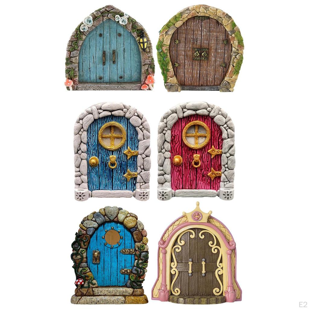 2 Pieces 1/12 Fairy Tale Door Ornament Dollhouse Decor DIY Accs Presents Miniature Scene Party