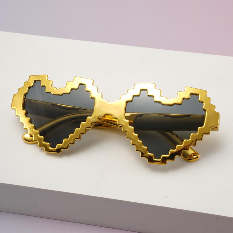 New love sunglasses mosaic glasses men's and women's candy color peach heart sunscreen sunglasses SUNGLASSES