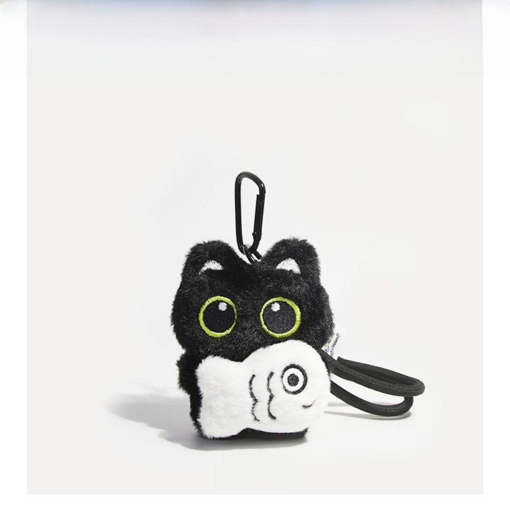 Cute Fish Black Cat Plush Doll Keychain Bib Strawberry Doll Bag Pendant Wings Car Key Ring Gifts