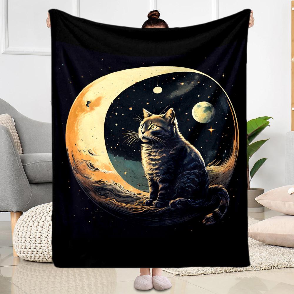 1pc Egyptian Cat Artwork blanket Soft and Warm for Sofa Office Camping Travel Livingroom Great Gift for Friends and Family Comfortable