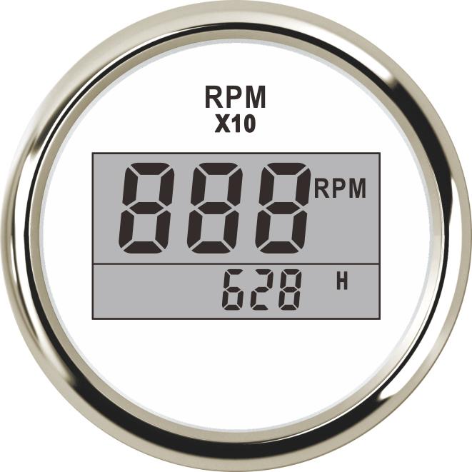 Contor tahometru 0-999 RPM cu contor orar 52 mm Indicator tahometru digital cu lumină de fundal roșie pentru mașină, barcă, iaht, RV, rulotă