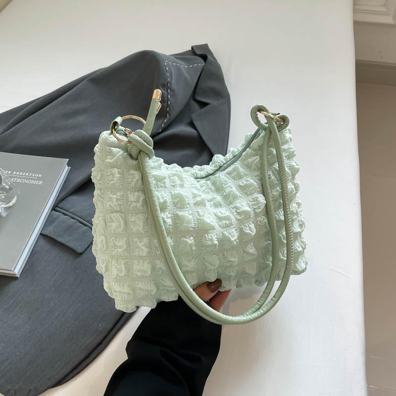 Women's simple temperament gentle folds underarm bag women's spring summer shoulder messenger bag small square bag