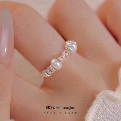 Banyan Tree S925 Silber Perlenring - Nischen-Luxus-Zeigefingerschmuck für Damen