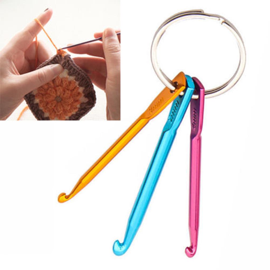 Aluminium Mini Crochet Hook Keychain Set Multi Size Knitting Needle Weave Tool for Hand Crocheting Gifts