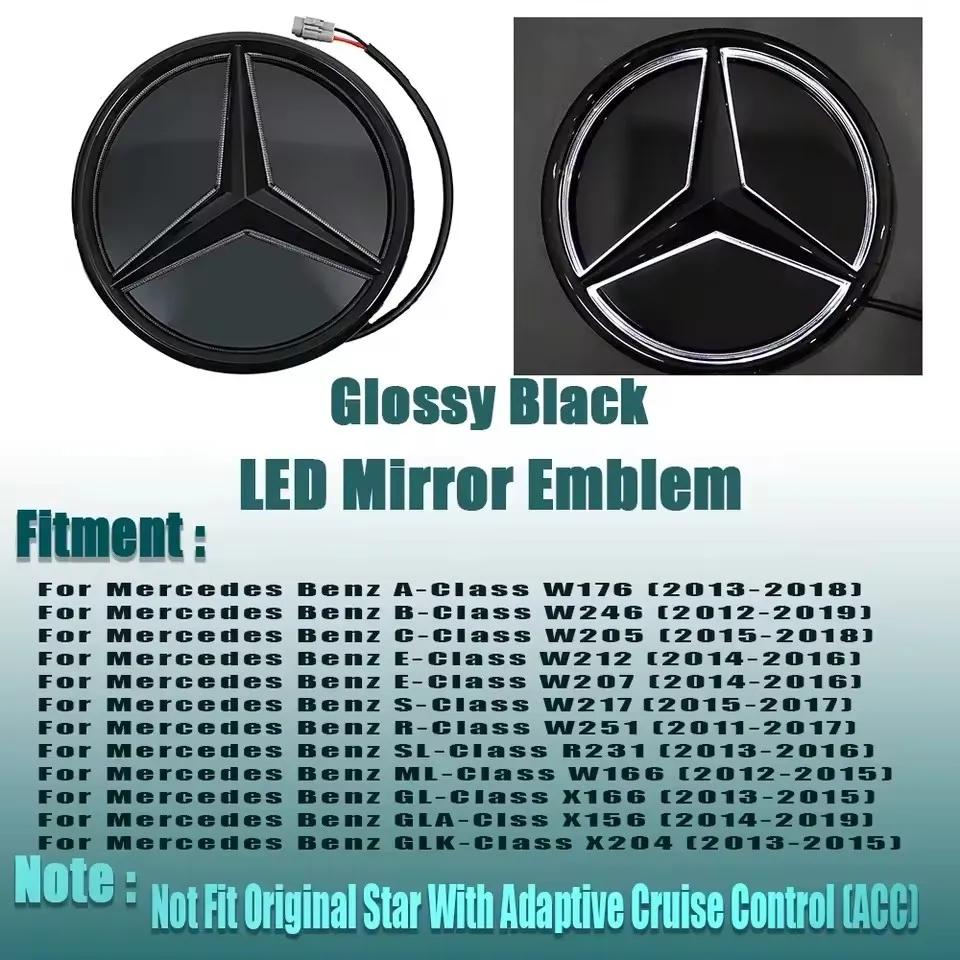 

Silver Border 3D Mirror Emblem A W176 B W246 C W205 Class Matte Black OE Style Front Grille Star Emblem Logo For Mercedes Benz