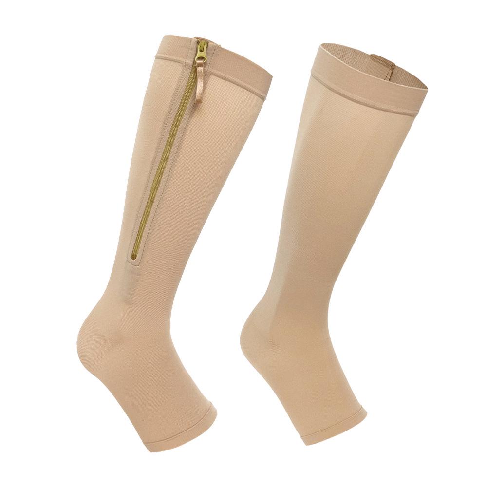 

Высококачественные компрессионные носки до середины икры на молнии с градиентной компрессией - Легко надевать/снимать, Формирование икры XL