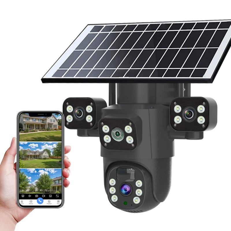 Cámara de seguridad solar 4G inalámbrica para exteriores, visión nocturna HD y resistente al agua