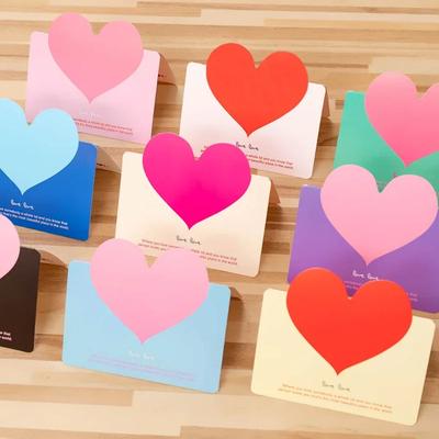 10Pcs Cute Folding Lover Heart Shaped Greeting Card Wedding Anniversary Message Card Love Confession Bouquet Gift Box Decoration