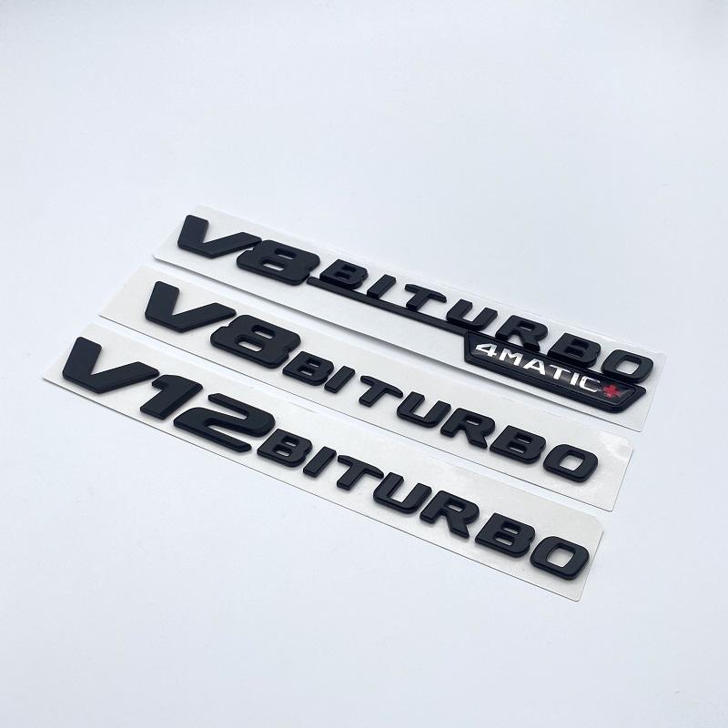 CXGSL1 Letter Emblem for Mercedes Benz AMG V12BITURBO V8 BITURBO 4MATIC+ Car Styling Fender Logo Sticker Chrome Black Red