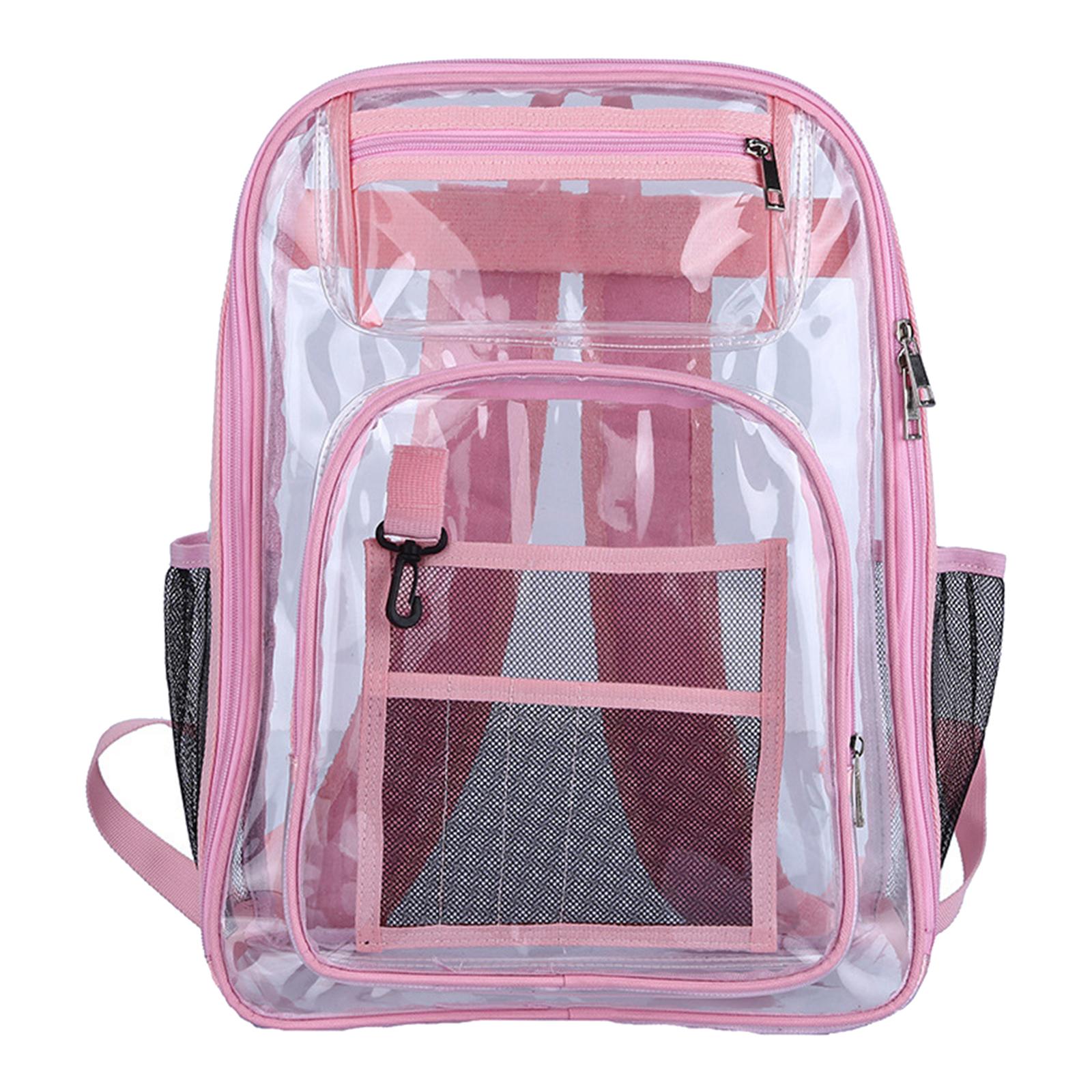 

Clear Backpack High Capacity Waterproof PVC Reinforced Strap for Women Outdoor Men розовый