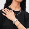 Daniel Wellington Crystal Link Necklace Carabiner Cubic Chain Necklace