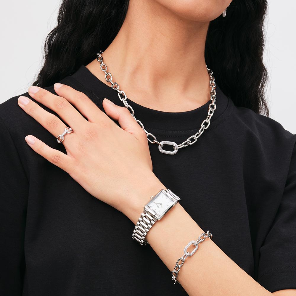 Daniel Wellington Crystal Link Necklace Carabiner Cubic Chain Necklace