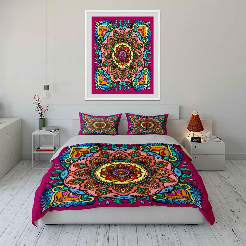 Radiant Mandala Blossom. Bedding Sets Duvet Covers Pillowcases(1* Duvet Cover 2* Pillowcases Without Duvet Insert)