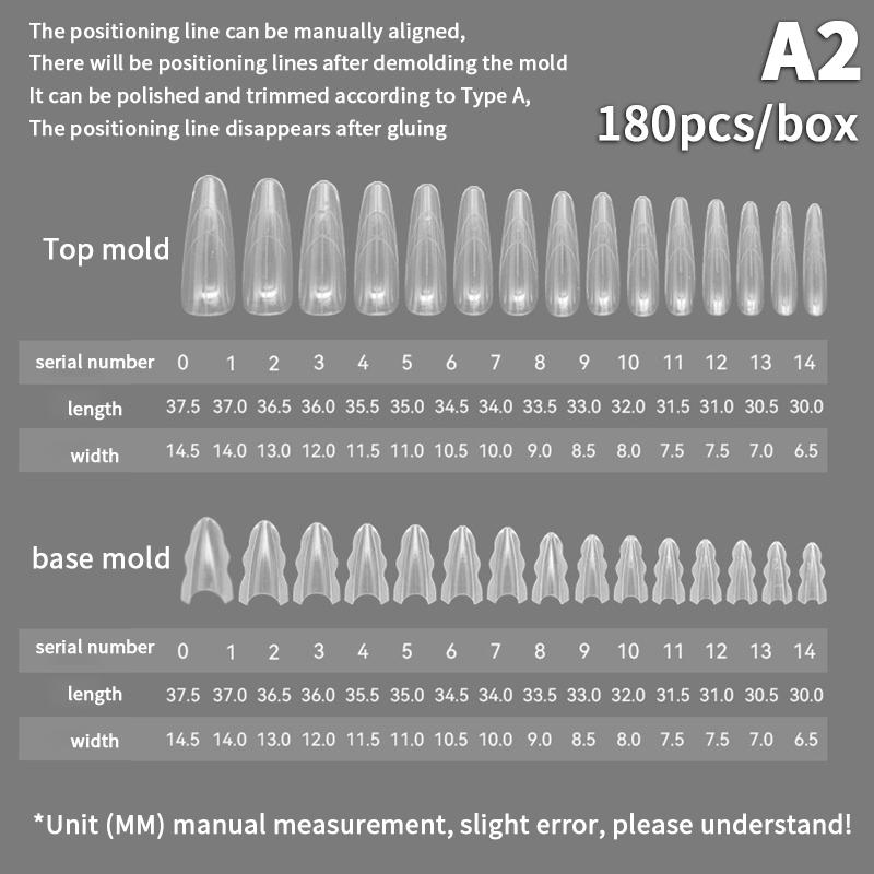 

180 шт./коробка Сэндвич Двойные формы для ногтей 15 размеров Наращивание-Двойные формы Формы для ногтей Коффин Миндаль Салонные инструменты для нейл-арта A2