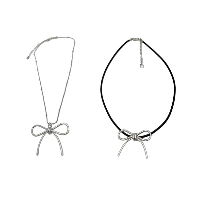 Bowknot Pendant Sweater Necklace Charm Women Girl Choker Summer Fashion Simple Geometric Clavicle Chain Party Jewelry