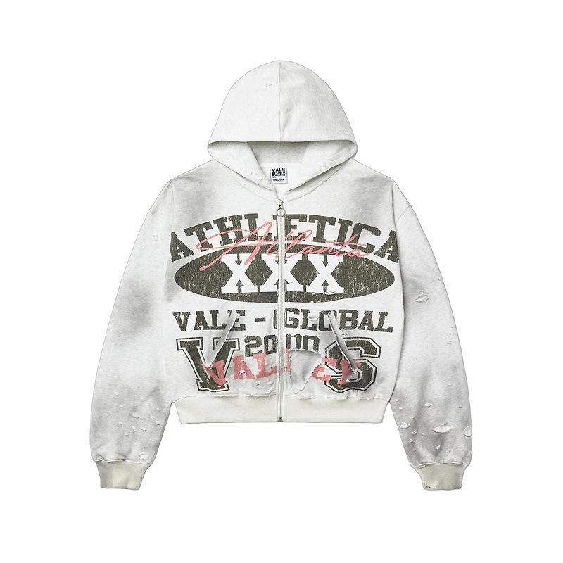 Europe, America 2025 American Graffiti Printing Men's and Women's Loose Casual Zipper Hooded Sweater Trendy Brand