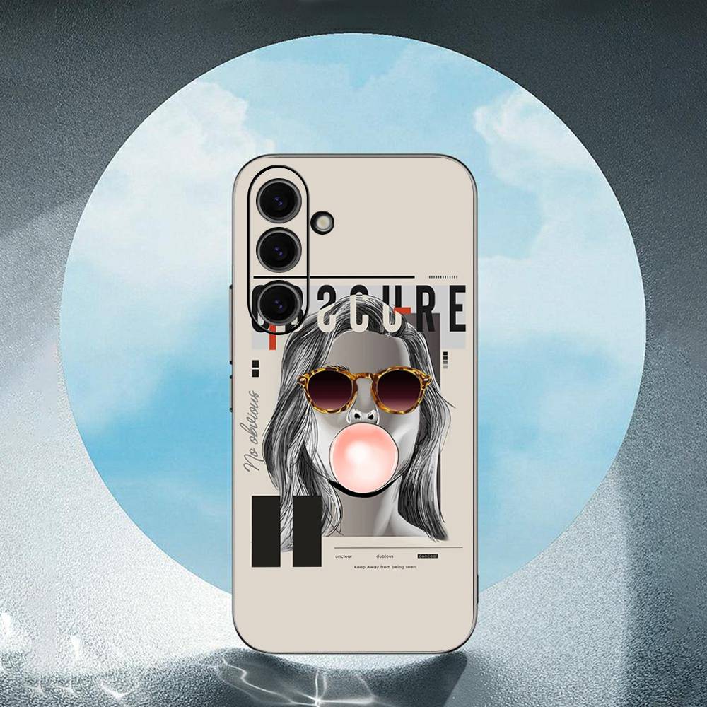 Fashion Girls For Samsung Galaxy S25 S24 S23 Ultra S22 S21 Plus S20 Black Soft Silicone Protective Case