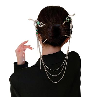 Subtilus gyvatės formos plaukų segtukas kiniško stiliaus plaukų lazdelės iš lydinio plaukų segtukai Chignon segtukai, skirti plaukų formavimo priedai