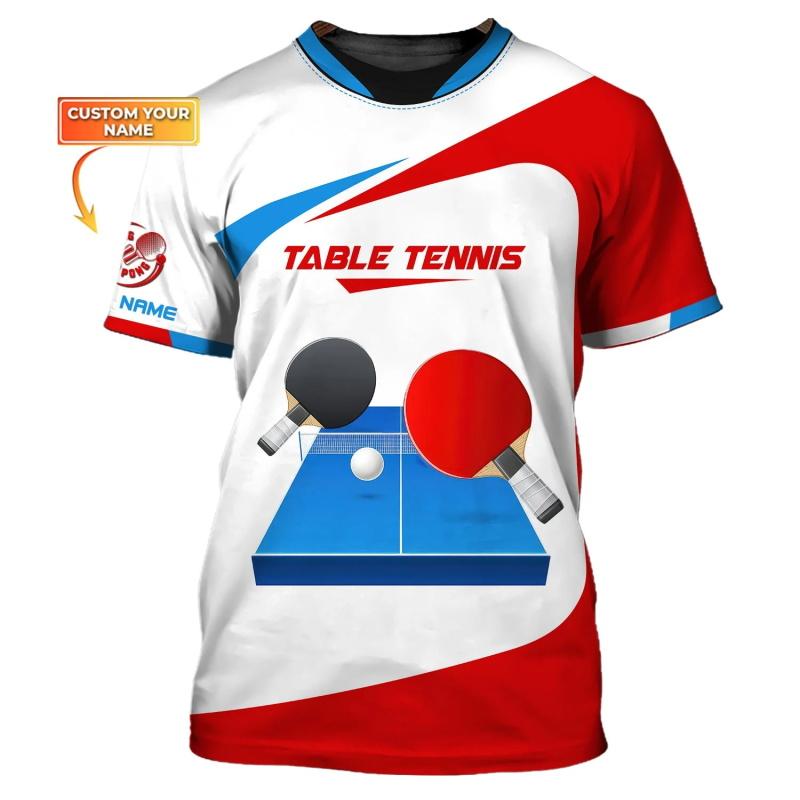 Camisetas de Ping Pong con Estampado Completo para Hombre Verano Manga Corta Cuello Redondo Camisetas de Tenis de Mesa Ropa Camisetas Tallas Grandes para Hombre Tops