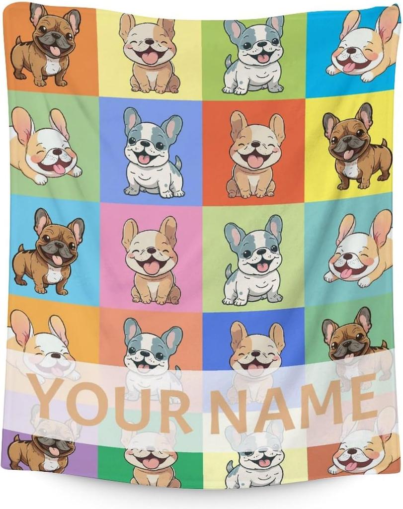 French Bulldog Blanket for Kids  Soft Plush Throw x Twin Size  Cute Dog Gift for Bed Couch  Living Room