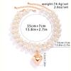 Personalized Cyberstyle Multi-layer Round Bead Peach Heart Necklace