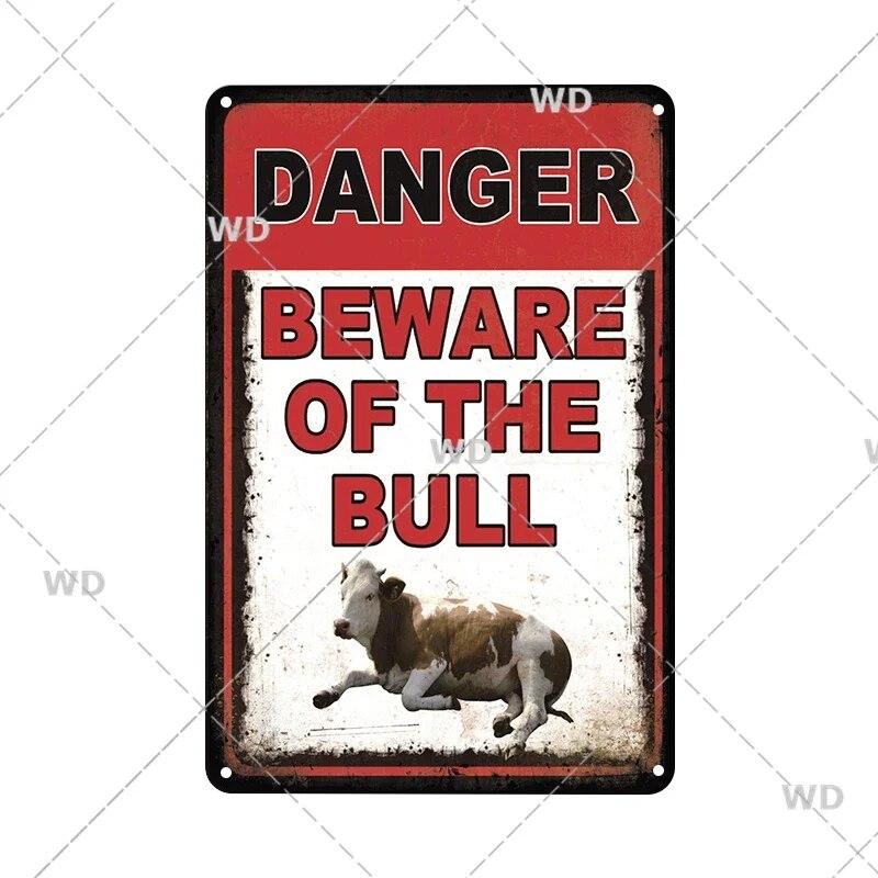 Retro Vintage Beware Of Dog Warning Vintage Tin Signs Caution Metal Plate Metal Poster Plaque For Club Home Pub Bar Wall Decor