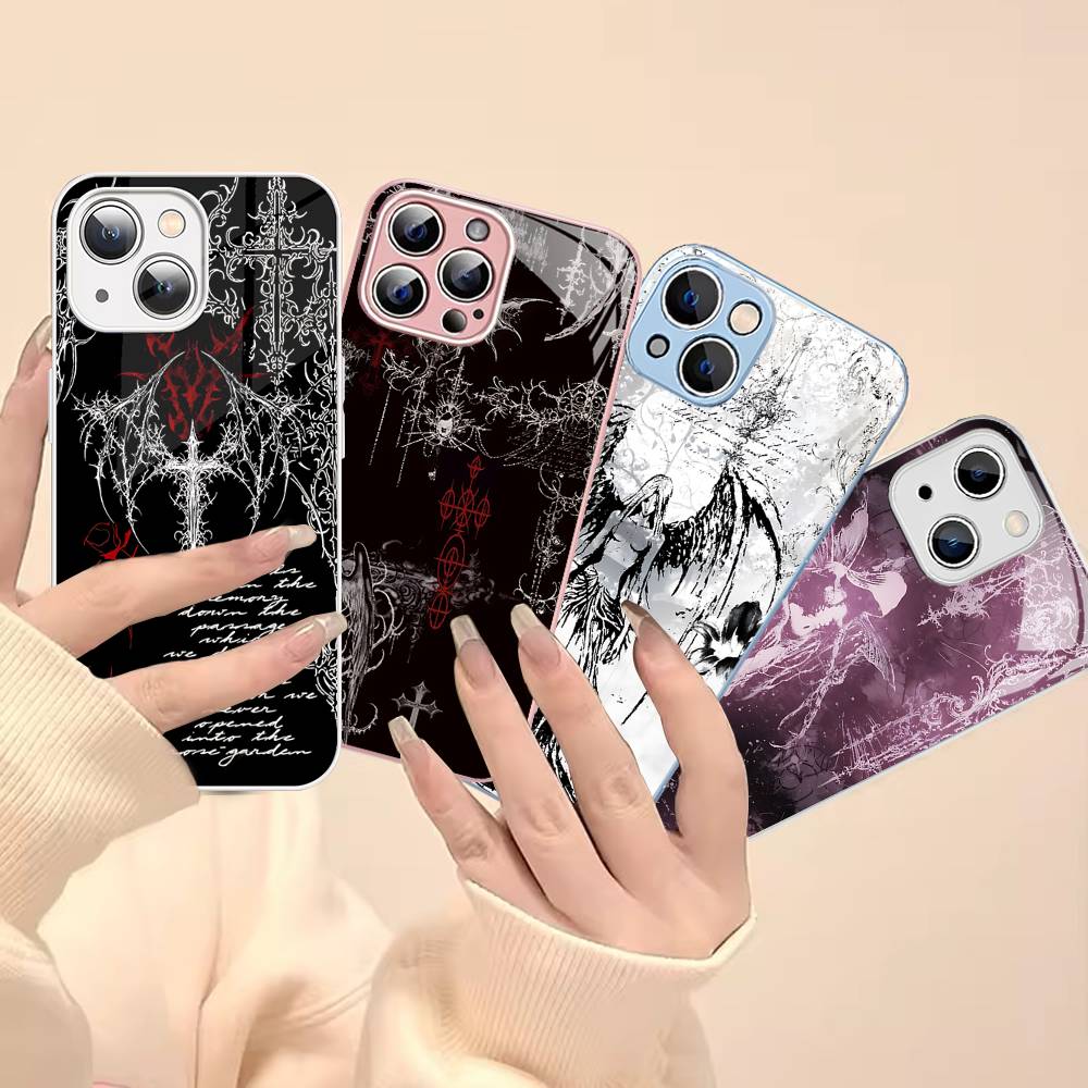 Coquette Witch Dark Cross Acrylic Tempered Glass For Iphone 14 13 12 11 Pro Mini XS MAX 14Plus X XS XR Fundas