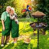 Sturdy Iron Bird Bath Feeder Double Layer Bird Water Drinker Bird Feeding Station  Outdoor Garden