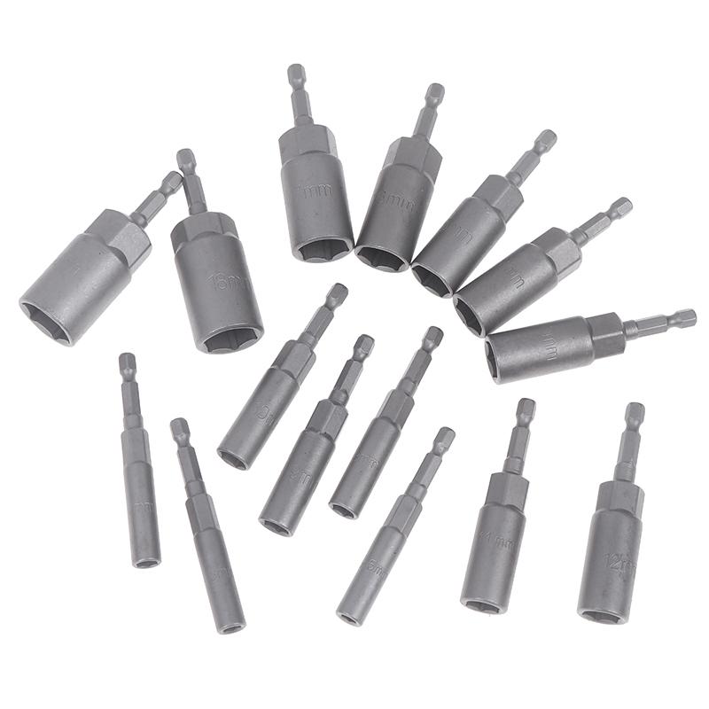 10/15Pcs Length Deepen Impact Socket Adapter 5.5-19Mm Power Nut Driver Socket Set 1/4-Inch Screwdriver Key Head Hand Tool Set