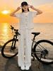 2026 Spring-Summer Women's Slimming Fashion Sleeveless Vest & Wide-Leg Pants Three-Piece Set