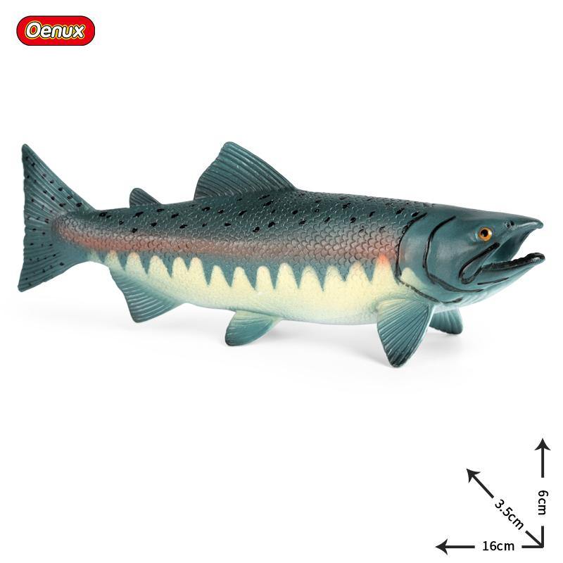Oenux Sea Life Animals Model Action Figures Ocean Fish Sailfish Bass Grouper Salmon Aquarium Figurines PVC Educational Kids Toy