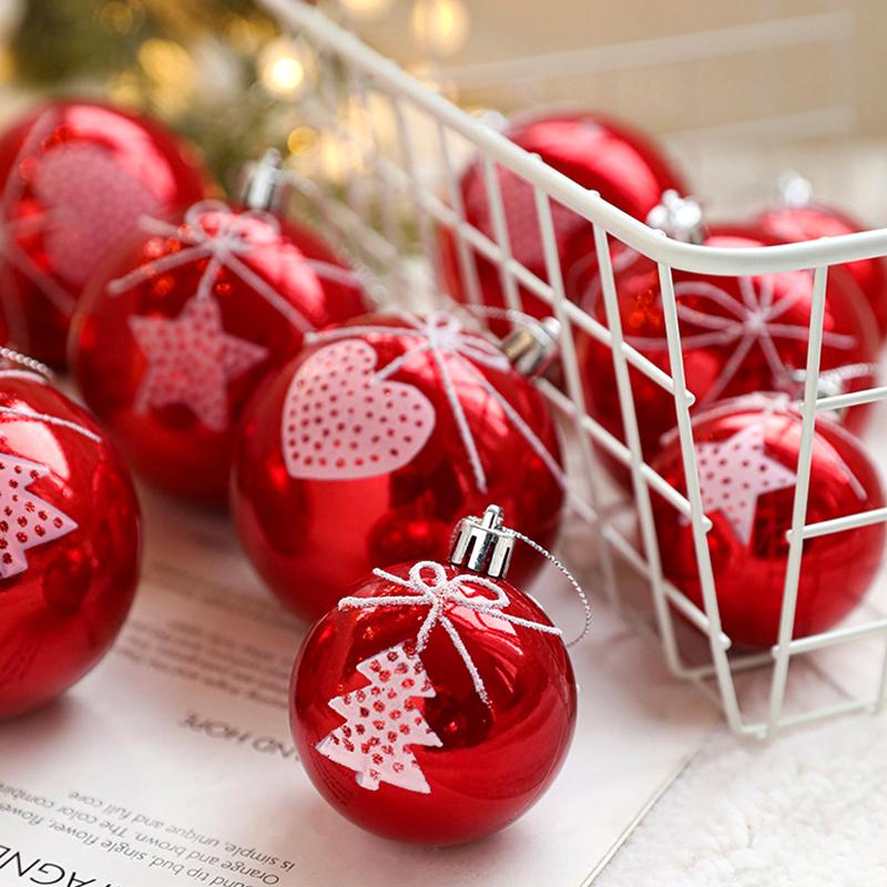 Christmas Home Decoration Cute Bow Design New Year Decoration Heart Pattern Exquisite Christmas Decorations Sweet Style 6PCS