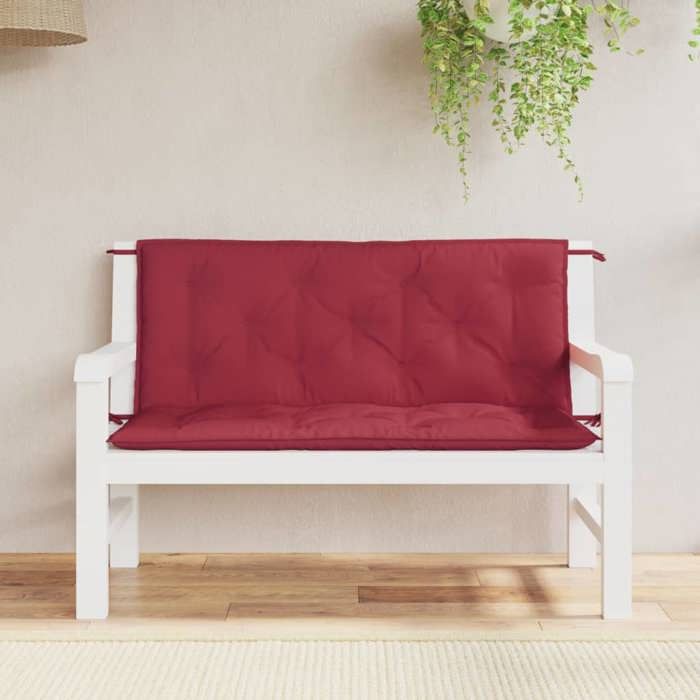 VidaXL Lot de 2 Coussins de Banc de Jardin, Revêtement de Banc avec Jeux de Cordes, Coussin d'Extérieur Imperméable, Rouge 361687