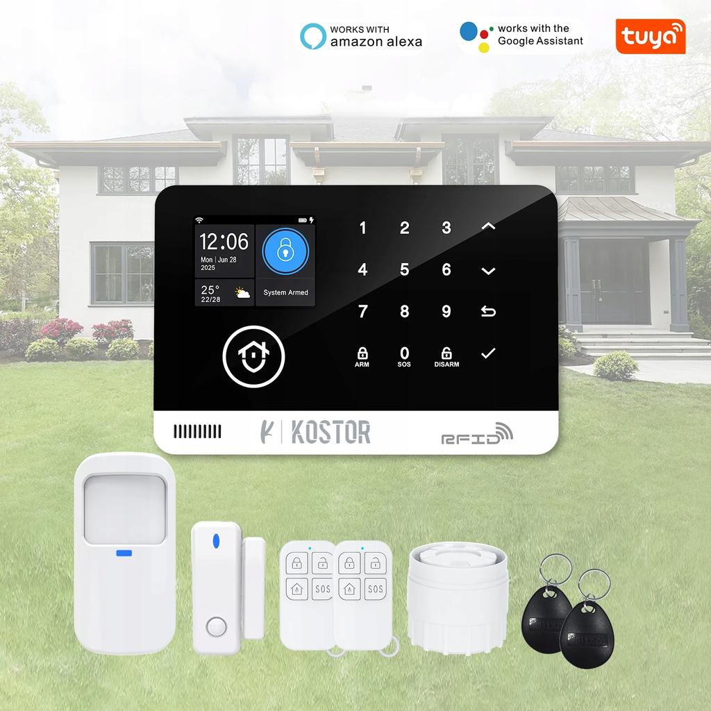 Alarm bezprzewodowy gsm + wifi z aplikacją tuya , zestaw , kostor sad005d