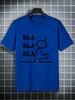 Unisex Red Crew Neck Tee Stick Figure Bla Bla Text Print Oversized Short Sleeve Unisexs Summer Streetwear Casual Daily Basic Wear Top