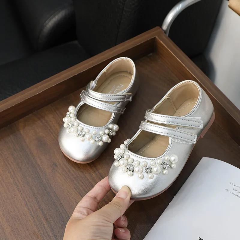 Sweet Kids Leather Shoe Shallow Versatile Girls Party Shoes Elegant Chic Children Fashion Princess Causal Flat Shoes Soft Bottom