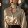 New high-end professional satin purple shirt for women, long-sleeved formal fashion commuter shirt