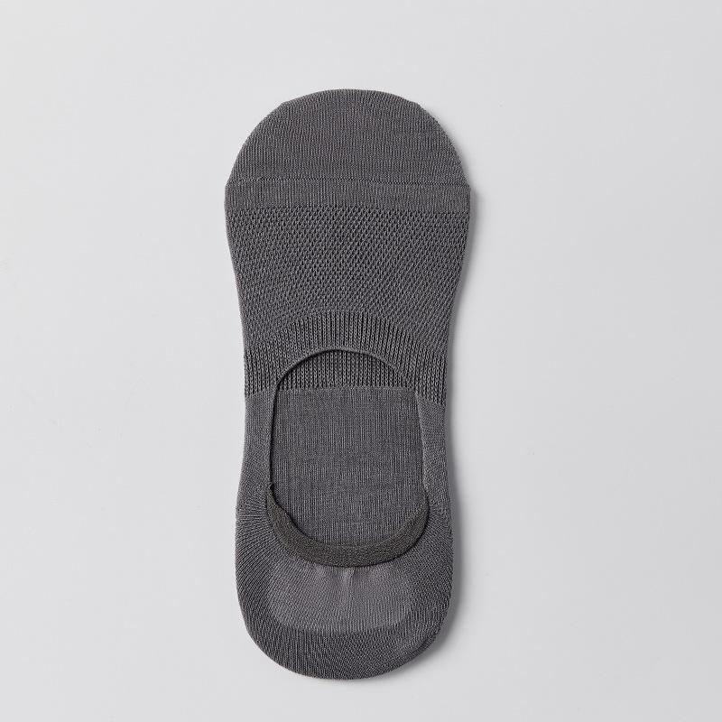 Men's Summer Shallow-mouthed Invisible Socks, Thin Mesh Silicone Anti-slip Men's Socks, Solid-colored Cotton Socks, Boat Socks, Men's Short Socks