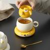 Cartoon Dog Shaped Ceramic Mug With Saucer Tea Infuser And Spoon Procelain Tea Mug