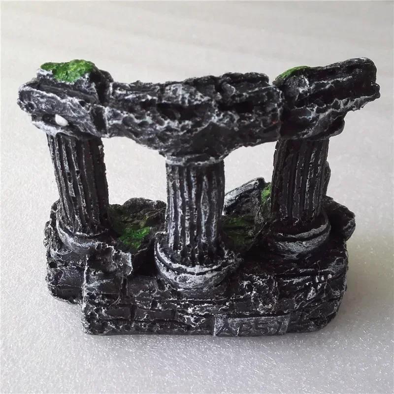 1pcs Fish Tank Decoration Retro Resin Rome Pillar Creative Fishbowl Landscape Decorations Resin Craft Gift Aquarium Accessories