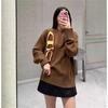 Unisex Color Block Logo Jacquard Round Neck Sweater with Long Sleeves