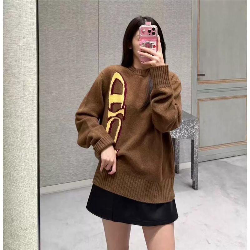 Unisex Color Block Logo Jacquard Round Neck Sweater with Long Sleeves