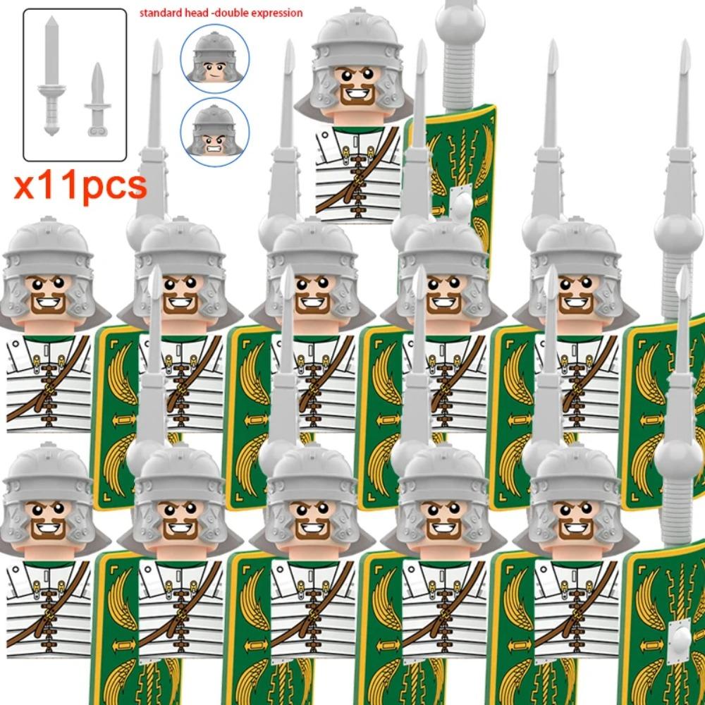 11pcs Medieval Dragon Knights Heavy Armor Bricks Assemble Action Figures Accessories Model