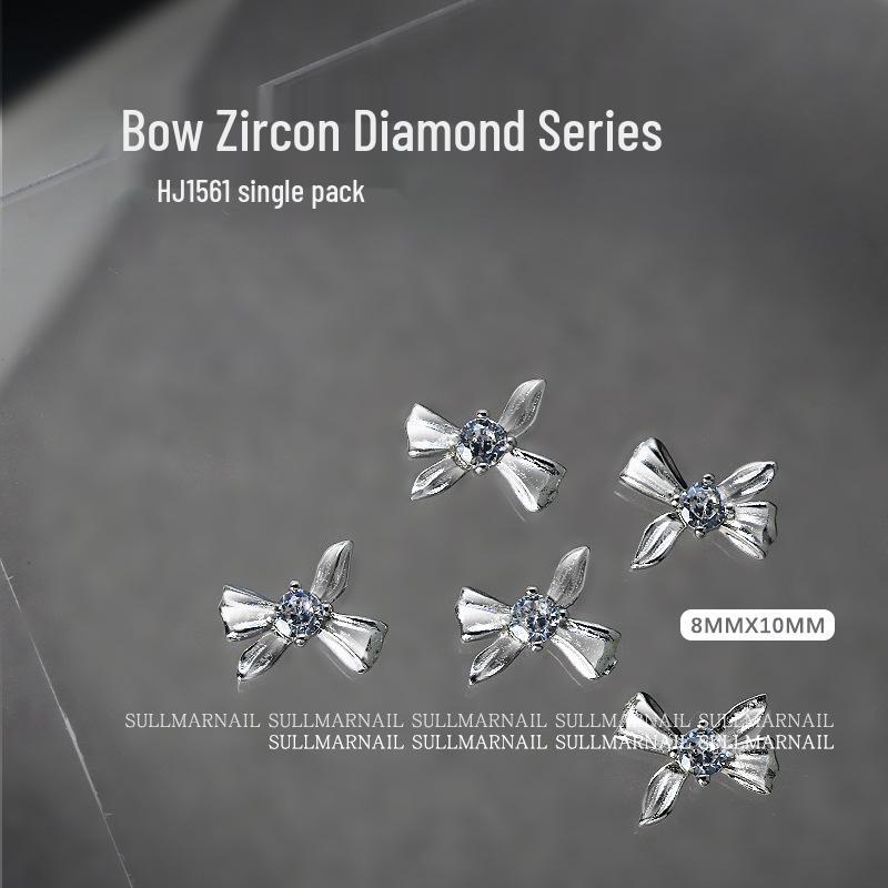 

Zircon Rhinestone Bow Nail Art Accessory with Pearls & Ribbon (1 Piece)