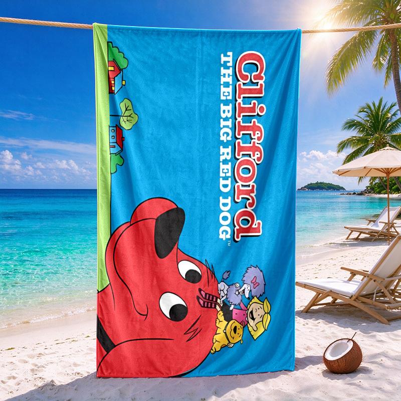 Clifford The Big Red Dog Quick-drying soft and absorbent beach towel—perfect for beach trips swimming outdoor camping and travel an essential beach it