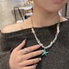 Hot-selling Rice Bead Resin Starfish Pendant Necklace Simple and Sweet Versatile Collarbone Chain Design Sense Niche Item Decoration
