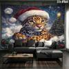 Weihnachtstiere Wandteppich, ästhetische bedruckte Stoffdecke, geeignet für Schlafzimmer, Wohnzimmer und Heimdekoration.