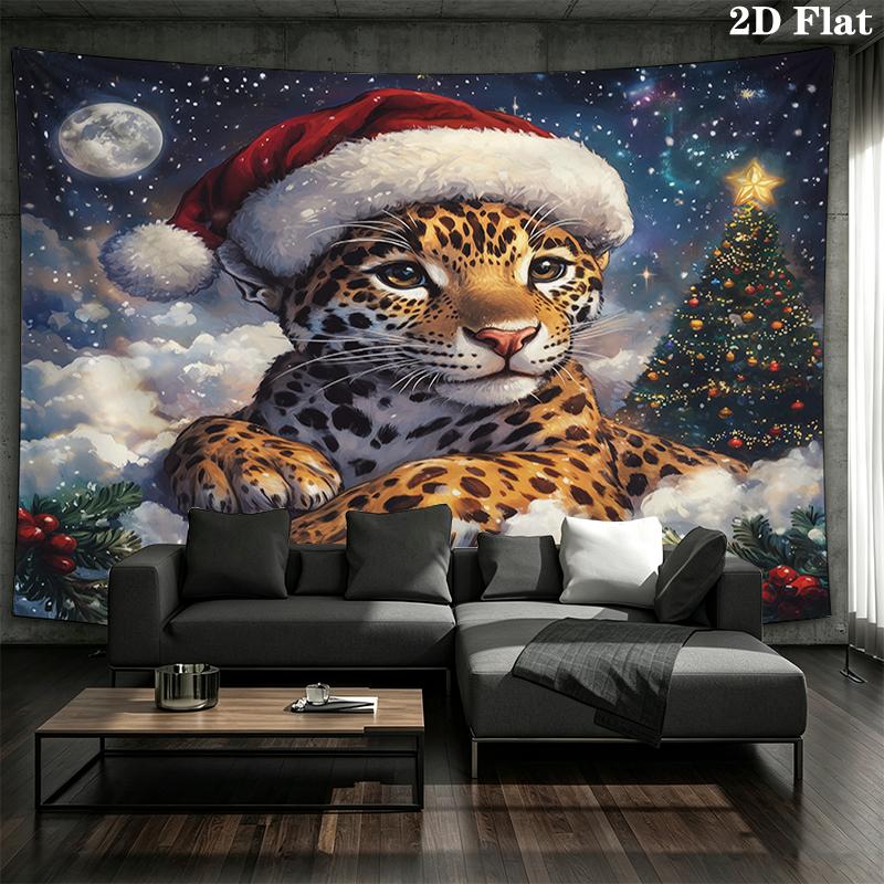 Weihnachtstiere Wandteppich, ästhetische bedruckte Stoffdecke, geeignet für Schlafzimmer, Wohnzimmer und Heimdekoration.
